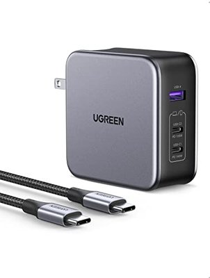UGREEN Nexode 140W GaN USB C Laptop Charger, 3-Port PD 3.1 PPS Foldable Fast Wall Charger with 240W Cable for MacBook Pro 16", iPhone 17/16/15, Pixel 10/9, Galaxy S25/S24, Chromebook