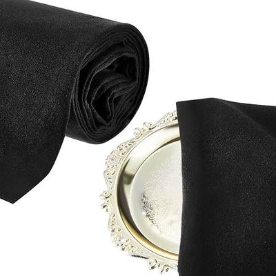 Jecery 2 Yard Anti Tarnish Silver Cloth Luxury Polishing Cloth by the Yard for Jewelry Silverware Flatware Silversmith Storage(Black)