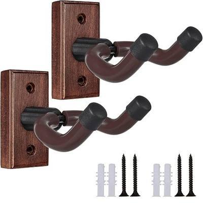 Sound harbor Guitar Wall Mount 2 Pack Wood Guitar Hanger for Safe Storage and Display Sturdy Wall Hanger for Acoustic Electric Guitar Bass Banjo Mandolin