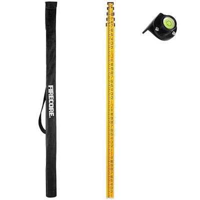 Firecore 16-Foot Aluminum Grade Rod - 8ths, 5 Sections Dual Sided Telescoping Leveling Rod with Bubble Level and Carrying Case - FLR500C
