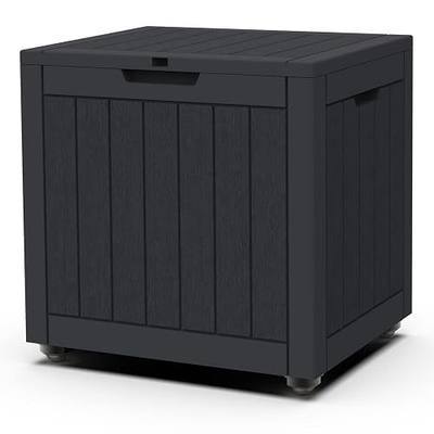 Deck Box 30 Gallon Outdoor Storage Box with Wheels, Waterproof Delivery Box with Lock for Patio Tools, Outdoor Cushions Pillows, Garden Supplies, Pet Stuff and Pool Accessories, Black