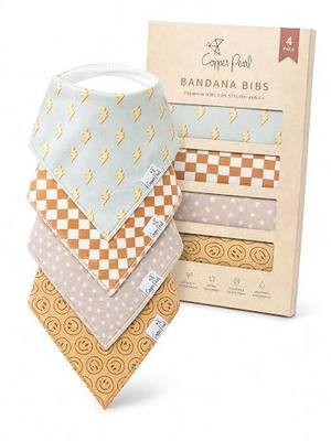 Copper Pearl Baby Bibs 4 Pack, Bandana Drool Bibs for Baby Girl & Boy, Soft Cotton Bibs for Drooling and Teething
