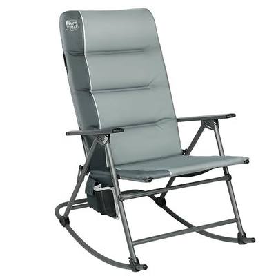 Timber Ridge Oversized Folding Rocking Camping Chair, Padded Outdoor Rocker with High Back, Portable Outdoor Chair for Patio, Garden, Lawn, Supports up to 400 lbs, Gray | Foldable Padded Outdoor Rocker with High Back, Portable Outdoor Chair for Patio, Garden, Lawn