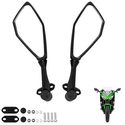 Ninja 300 Mirrors Motorcycle Rear View Mirror Ninja 250 ZX 6R 636 300R EX300 ABS 2011-2018 / Ninja 400 2011-2021 (Black(Fold))