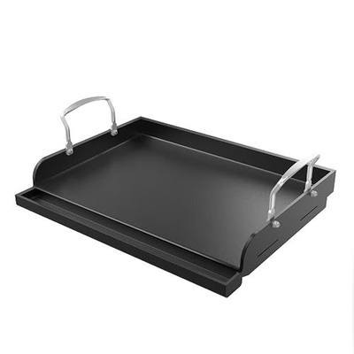 Cast Iron Griddle for Gas Grill, 17 x 13 Inch Flat Top Griddle | Nonstick pre-seasoned surface with grease groove and raised edges portable flat top cooking for grills camping and BBQ