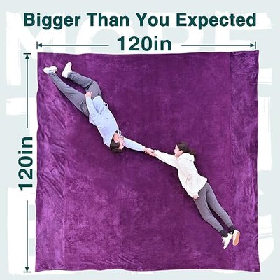 UltraCozy 120x120 Inches Oversized Family Blanket, Double Sided Flannel, Weighted Fleece, Machine Washable