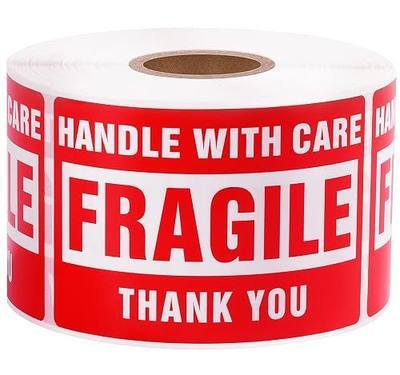 3 x 2 Inch Handle with Care 500 Fragile Stickers for Shipping Moving Glass Permanent Adhesive Commercial Grade Fragile Labels (1 Roll, 500 Labels)