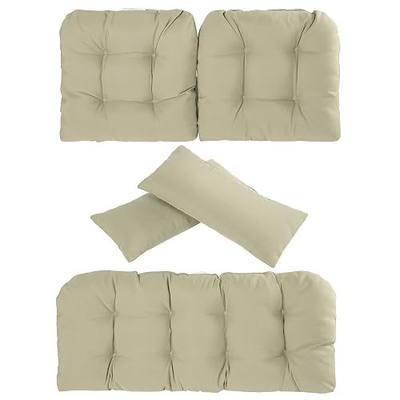 Art Leon 5 Piece Outdoor Indoor Seat and Back Cushions Set, Patio Furniture Chair Deep Seat Cushions for Wicker Loveseat Settee Bench, Light Brown