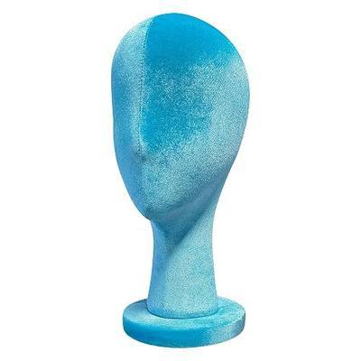 Female Blue Head Mannequin, Velvet Wig Head Stand Dress Form, Head Model Can Wear Earring Head for Hat Wig Jewelry Clothing Fabric Head Model Rose Red 35cm