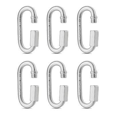 2.87 Inch Stainless Steel Chain Quick Links - 6 Pack 5/16" Stainless Locking Carabiner Connector Threaded Oval Ring for Pet Traction,Lamp Hook,Camping, Fishing - 3300 Lbs Capacity