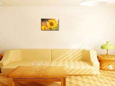Canvas Prints Wall Art - Big Beautiful Yellow Sunflowers in a Sunny Day | Modern Wall Decor/Home Decoration Stretched Gallery Canvas Wrap Giclee Print & Ready to Hang - 16" x 24"