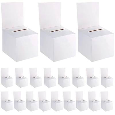 20 Pack Raffle Boxes Ballot Box Suggestion Box with Slot, 6 x 6 x 6 Inch Cardboard Raffle Boxes with Slot for Ticket and Removable Header for Collecting Business Card Voting Contest