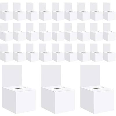 30 Pack Raffle Boxes Ballot Box Suggestion Box with Slot, 6 x 6 x 6 Inch Cardboard Raffle Boxes with Slot for Ticket and Removable Header for Collecting Business Card Voting Contest