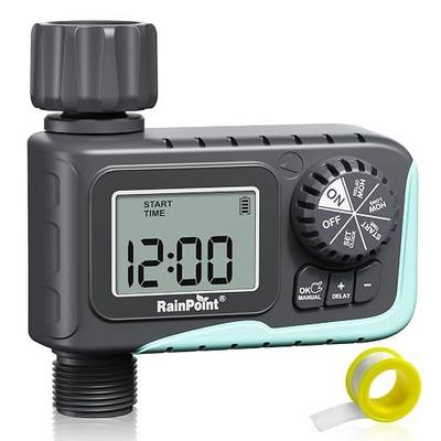 RAINPOINT Sprinkler Timer Outdoor, Water Timer for Garden Hose, Programmable Watering Irrigation Timer with Rain Delay/Manual(Plastic)