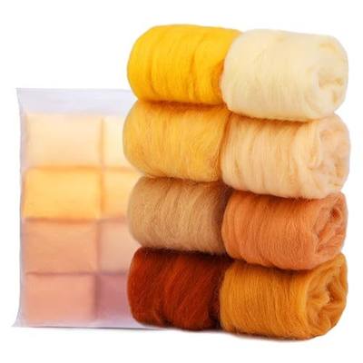 Wonvoc Needle Felting Wool 2.82oz /80g, 8 Colors Wool Roving (Autumn) | Roving Wool for Felting, Hand Spinning Wool for DIY Craft Materials and Felting Craftsmen, 10g per Color