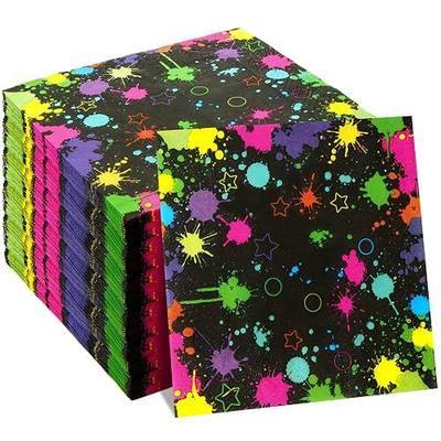 Hotop 50 Pcs Neon Napkins Glow in Dark Rainbow Soccer Napkins Birthday Disposable Paper Party Decorations Supplies(Neon)