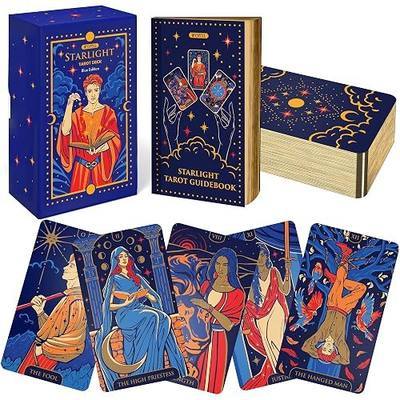 Wyspell Tarot Cards with Guide Book - Starlight Unique Tarot Deck for Beginners - Traditional Symbolism - Beautiful & Modern Tarot Decks (Blue)