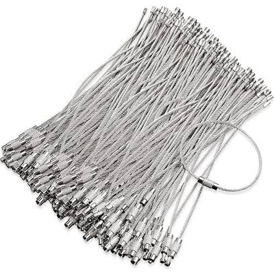 Hotop 150 Pieces Wire Keychain Cable Stainless Steel Key Rings Loop Wire Cable Braided Steel Key Chain