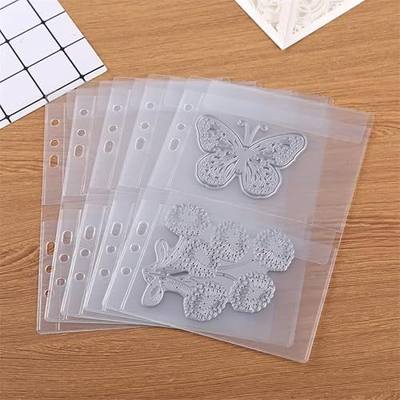 BAOFALI 10 Pack A5 Size Plastic Binder Pockets,6 Holes Waterproof PVC Folders Loose Leaf Bag forBudgeting Loose Leaf Bags Planner Insert Pouches Photo,Document, Stamp & Die Storage Bills Organizer