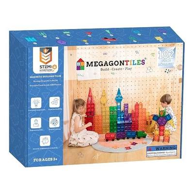 MEGAGONTILES 182PCS Premium Magnetic Tiles Set | STEM-Authenticated Magnetic Building Blocks | Educational Construction Toy for Kids Ages 3–8 (Boys & Girls)