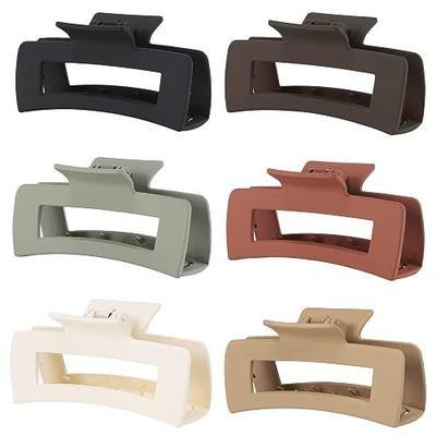 Sisiaipu 4 Inch Big Hair Claw Clips 6 Pcs Large Claw for Thick Hair Square Hair Clips for Women Rectangle Hair Clips Nonslip Acrylic Banana Jaw Clips Hair Accessories for Girls (Brown)