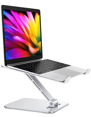 RIWUCT Foldable Aluminum Alloy Laptop Stand for Desk, Height Adjustable Ergonomic Computer Stand for Laptop, Portable Laptop Riser Holder Printer Stand Compatible with MacBook Pro Air/HP/Dell 10-16"