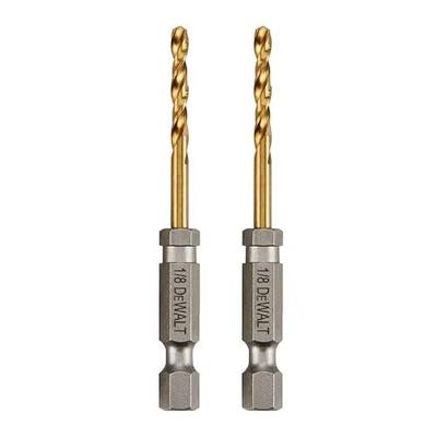 DEWALT Drill Bit Set, 1/8", 2-pc, Titanium Nitride Coated, Tapered Core for Optimum Durability (DD5108T)