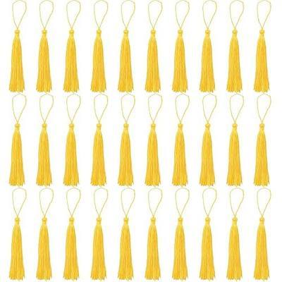 VAPKER 30 Pieces Light Yellow Mini Tassels 13cm/5-Inch Silky Handmade Soft Floss With 2-Inch Cord Loop for Jewelry Making, DIY Projects, Bookmarks