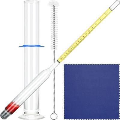 Chengu Hydrometer Alcohol Meter Test Kit 0-200 Proof with Glass Cylinder, Brush and Dust Cloth, Distilling Moonshine Alcoholmeter for Proofing Distilled(Stylish Style)