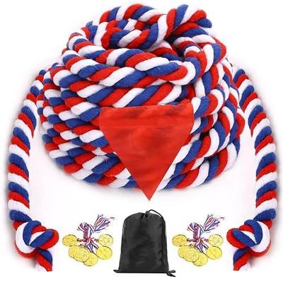 JHkim Tug of War Rope - 40FT War Rope for Family Reunion Games, Field Day Yard Games for Kid and Adult, Independence Patriotic Day Party Games, Outside Sports Activities, Carnival Games Outdoor