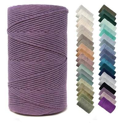 Recycled Cotton Macrame Cord 4mm x 547 Yards – Thick Single Strand Cord Made of Soft Cotton – Colored Macrame Rope Supplies for Decor, Crafts & Plant Wall Hangers by GANXXET, 1640 Ft., Lavender