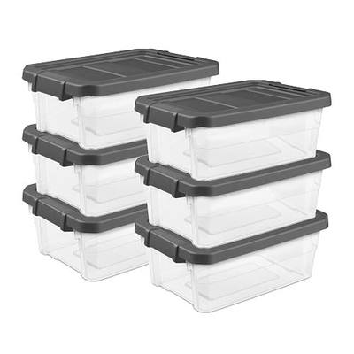 Sterilite Modular Stacker Box with Latching Lid, 16 Quart, 6-Pack | Clear Plastic Storage Bins - Stackable Organizing Container Boxes for Closet, Bathroom, and Office