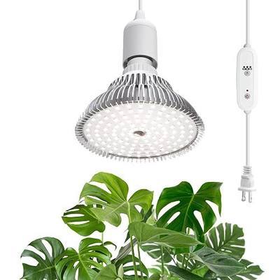 LED Grow Light Bulbs, Hanging Lights for Indoor Plants, 25W | 25W 5000K LED Grow Light, Height Adjustable Pendant, Full Spectrum Plant Lamp with Timer forTall Indoor Plants, White