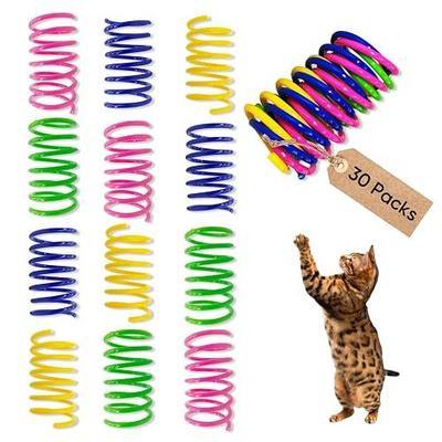 Cat Toys for Indoor Cats, 30 Pack Interactive Cat Spring Toys, Durable Colorful Plastic Spiral Springs for Kitten Hunt, Swat and Bite, Bulk Cat Toys