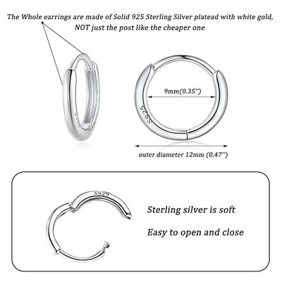 925 Sterling Silver Hoop Earrings for Women, Hypoallergenic Huggie Earrings Cartilage Hoop Earring, Small Hoop Earrings Ear Cuffs for Women Girls Men