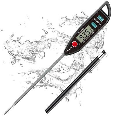 BOMATA Digital Water Thermometer for Liquid, Cooking, IPX7 Waterproof | Instant Read Food Thermometer, 5in Long Probe for Candle, Water, Meat, BBQ! T101 (Black Color)…