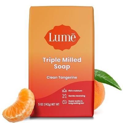 Lume Triple Milled Bar Soap - 5 oz (Clean Tangerine) | Paraben Free Phthalate Skin Safe Rich Moisture Gentle Cleansing body odor eliminator sensitive