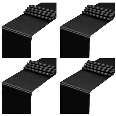 SiinvdaBZX 4 Pcs Black Satin Table Runner 12 x 108 inches Long | Bright Smooth Satin Wedding Table Runner Decorations for Birthday Parties, Buffet, Banquets, Graduations, Engagements