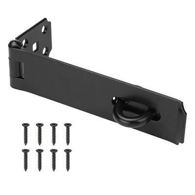 7-1/2" Heavy Duty Door Lock Hasp Latch, 1/8" Thicker Iron Gate Hasp Latches Safety Packlock Clasp Locking with Lengthen Screws for Outdoor Doors, Gates, Shed, Drawers, Cabinets, Black