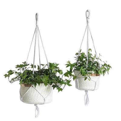 2Pack Hanging Flower Pots Plant Hangers,Wedding Party Birthday Gift Storage Baskets Home Garden Hanging Planter, Waterproof Lining Hydroponic Plant Pot-Glitter White