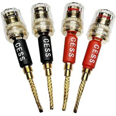 CNCESS CESS-220 Pin Banana Plug to 4mm Female Banana Jack/Speaker Wire, 4 Pack (Braided-Type to 4mm)