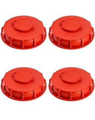 QWORK IBC Tote Lid Cover, 4 Pack 6.5" IBC Tank Water Liquid Tank Cap with Vent Hole for Chemical, Food, Industries Storage, Red