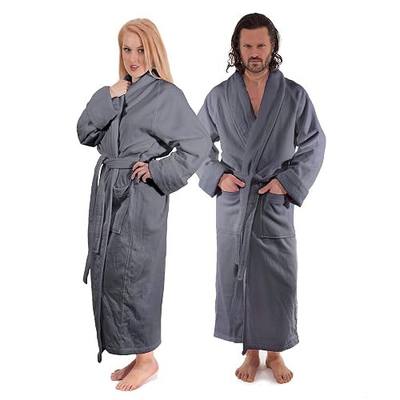 Classic Turkish Towels - Unisex Luxury Plush Velour Premium Cotton Bathrobe - Ultra Soft And Absorbent Long Robe