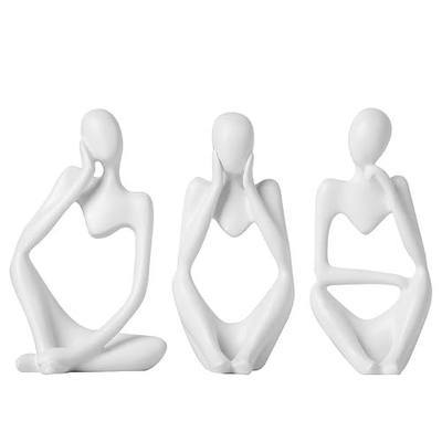 BrownLove 3pcs Decor White Thinker Statue Abstract Art Sculpture,Resin Collectible Figurines for Home Living Room Office Shelf Decoration