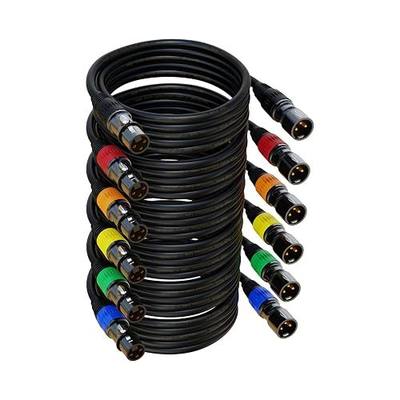 XLR Cables, XLR Microphone Cable 25 ft 6 Pack, Gold-Plated 3-pin XLR Speaker Cable Male to Female Balanced Mic Cable