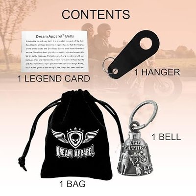 Colorful Motorcycle Bell with Hanger for Biker, Good Luck Biker Bells & Motorcycle Accessories, Key Chain for Luck