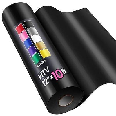 12" x 10ft Heat Transfer Vinyl HTV Rolls Black, Sooez HTV Vinyl for T-Shirt, Iron on Vinyl, Easy to Cut & Weed for DIY Heat Vinyls Design