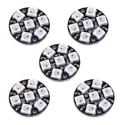 7 X WS2812B RGB LED Rings 7 Bits 5050 Lamp Light with Integrated Drivers, Full Color, Individually Addressable for Arduino ESP8266 Raspberry Pi ESP32 (Pack of 5pcs)