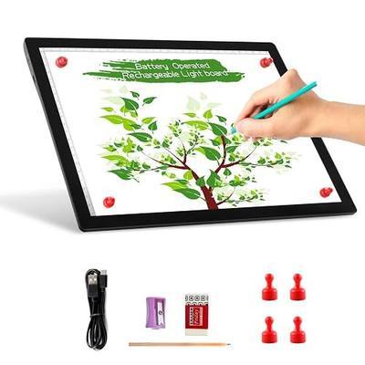 A4 Wireless Battery Powered Light Pad, TOHETO Tracing Light Box Dimmable Brightness Rechargeable LED Light Board Portable Cordless Copy Board for Artist Drawing Sketching X-ray Viewing