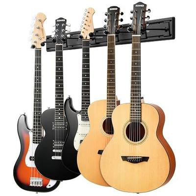 Donner Guitar Wall Rack, Multiple Guitar Wall Mount with 5 Adjustable Hangers, Guitar Organizer for Acoustic & Electric Guitars, Bass, Violin, Ukulele, Banjo, Mandolin